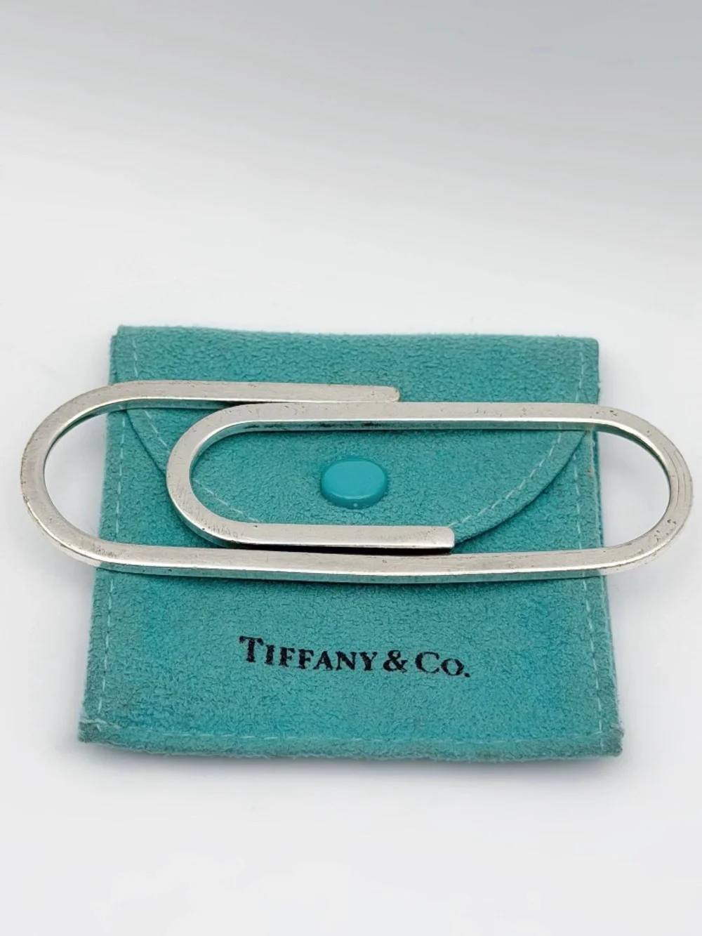 Vintage Tiffany & Co. 925 Sterling Silver Paperclip Money Clip Holder 3.5”